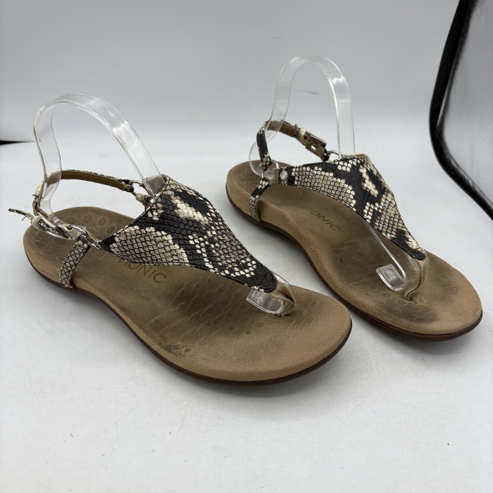 Vionic Sandals Womens Size 9 Kirra Strappy Slingback Snake Print Leather